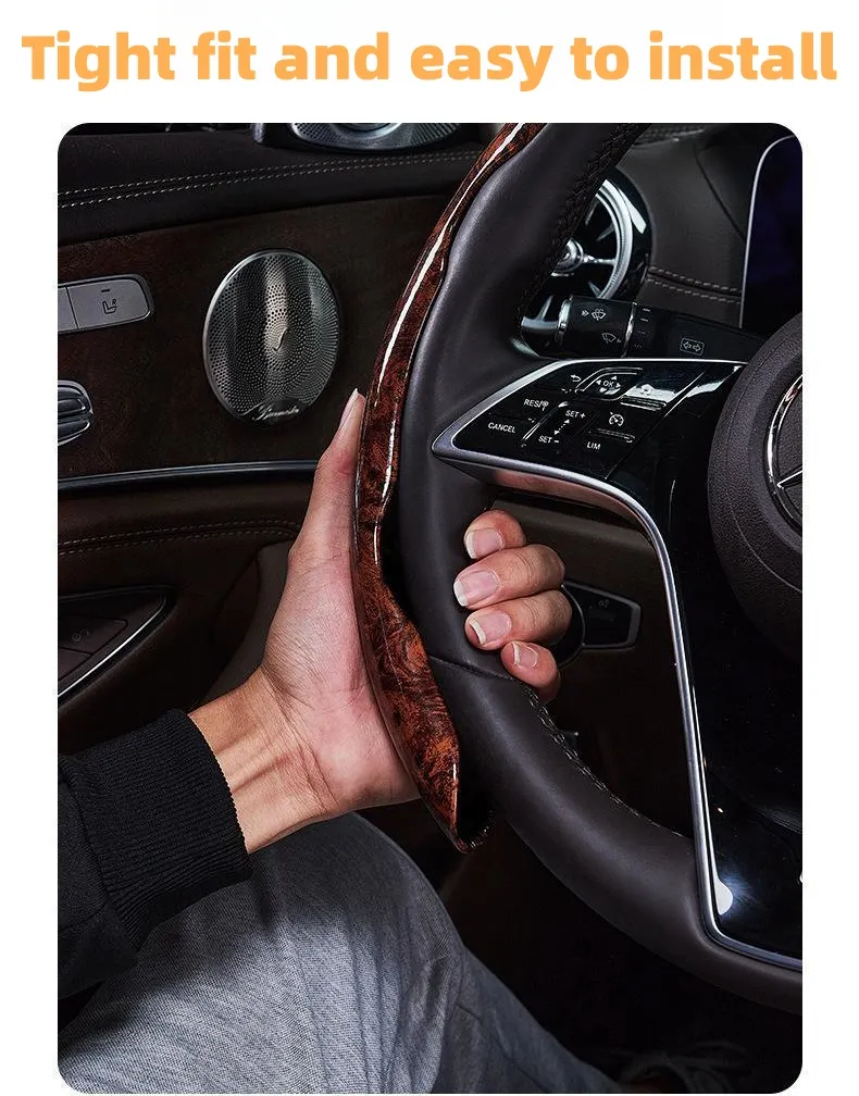 Car Peach Wood Steering Wheel Cover (2PCS)