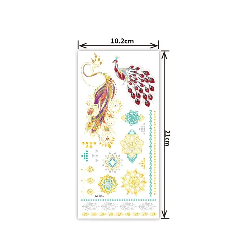 Creative personality exquisite fashion waterproof sweat gold and silver tattoo stickers bronzing and silver tattoo stickers