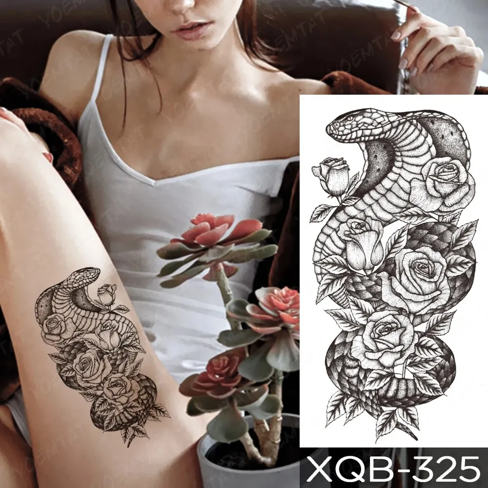 Sdrawing Sdrawing Temporary Sleeve Arm tattoo Sticker Lion Clock Tiger Gear Skeleton Rose tattoos Body Art Fake tatoo Men Women Black