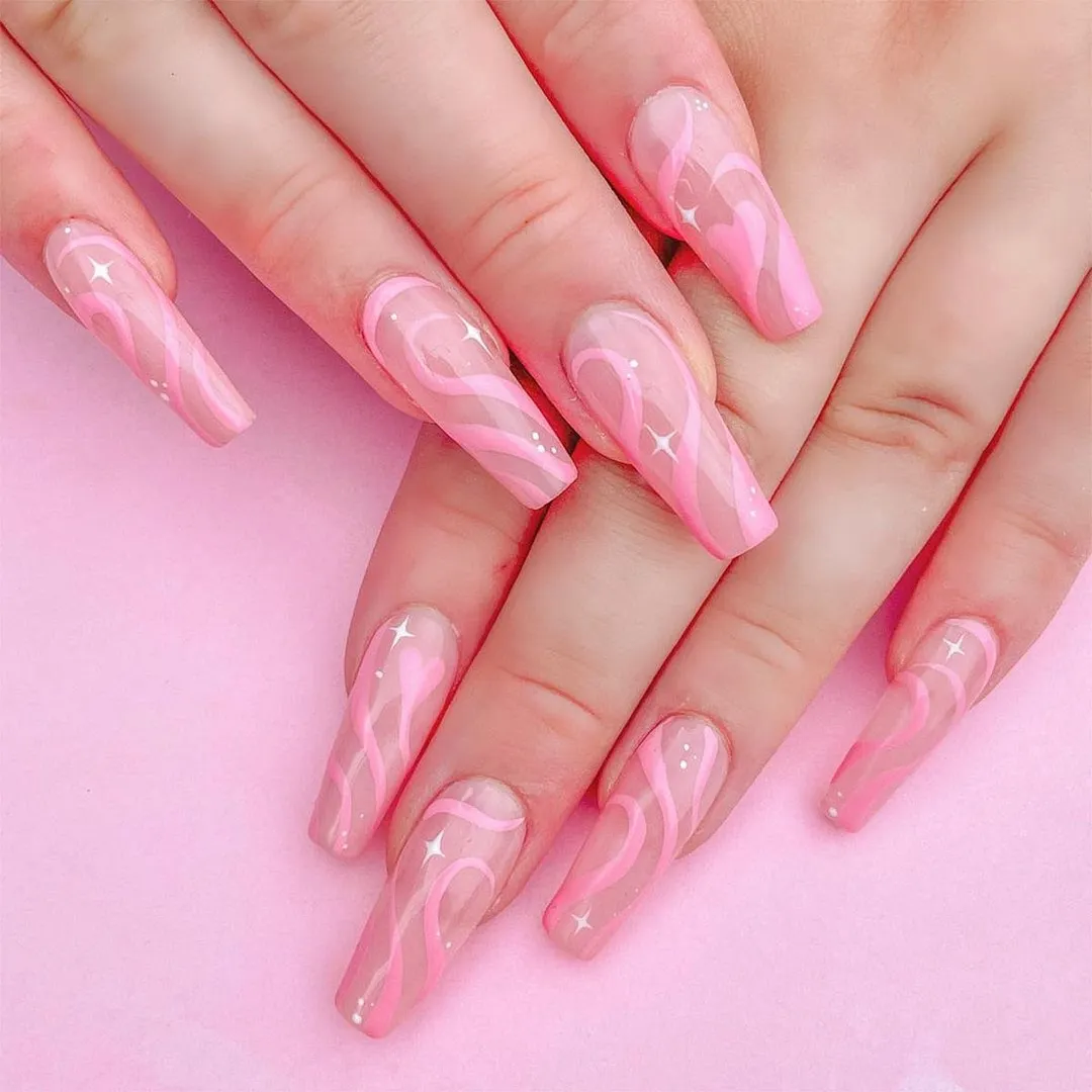24pcs Butterfly Nail Patch Glue Type Removable Long Paragraph Fashion Manicure Wearable False Nails Patch With Glue Fake Nails-Nail Inspo