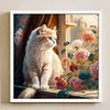 Cats And Flowers On Windowsill- 18CT Stamped Cross Stitch 30*30cm/11.81*11.81in