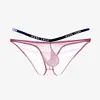 Sexy big pouch side hollow ice silk ultra-thin briefs