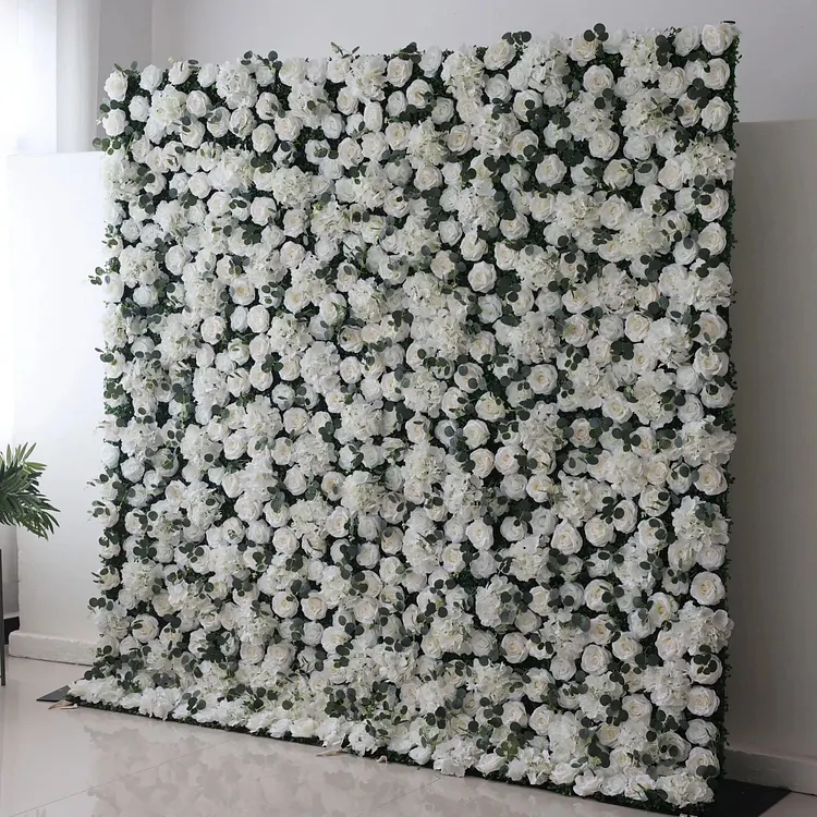 Roll Up Fabric Artificial Flower Wall Wedding Backdrop, Floral Party Decor, Event Photography-VF-123