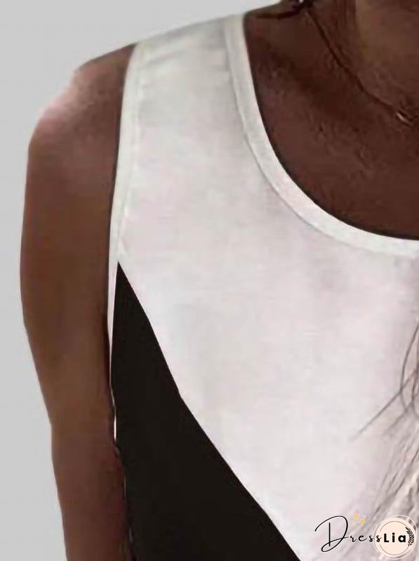 Loose Contrast Stripes Print Tank Top