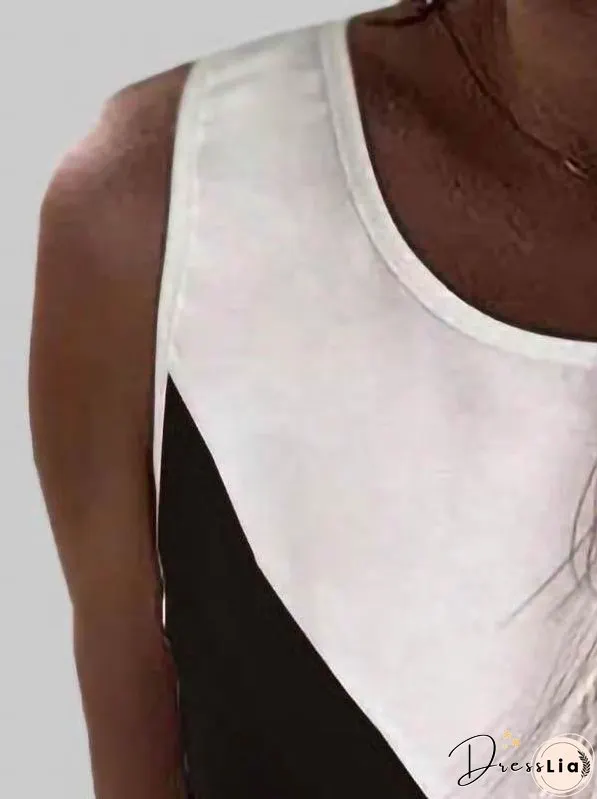 Loose Contrast Stripes Print Tank Top