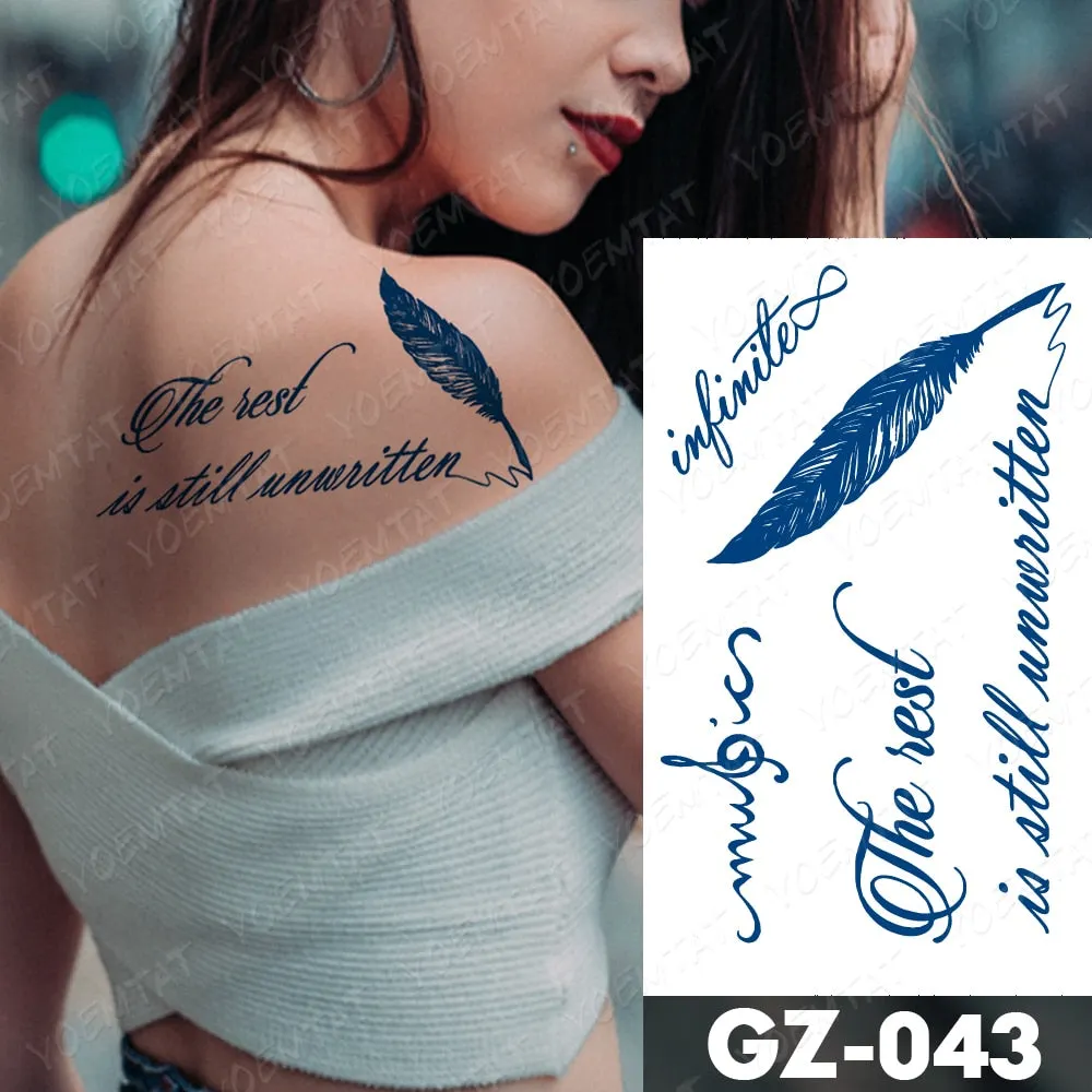 Juice Lasting Waterproof Temporary Tattoo Sticker Rose Butterfly Moon Sun Diamond Heartbeat Wave Flash Fake Tattoos Ink Body Art