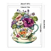 (Stamped/Counted) Flowers In Tea Cup - 18CT Cross Stitch 20*25cm/7.87*9.84in