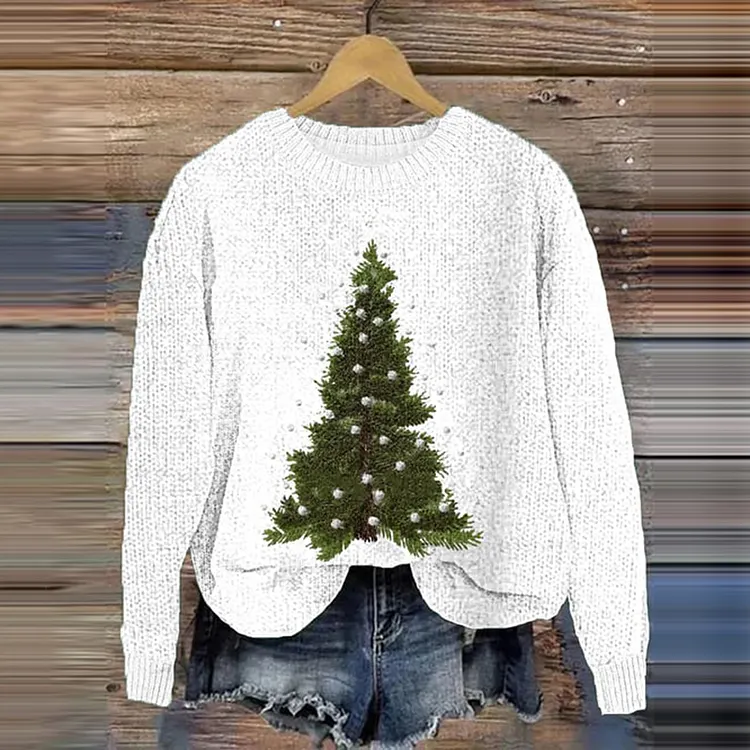 Women's Christmas Tree Knit Casual Sweater