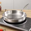 316 Stainless Steel Frying Pan With Lid Household Uncoated Cookware Non-Stick Even-Heating Flat Bottomed Skillet Suitable for Fried Egg Steak