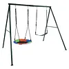 [US Local Warehouse] Swing Set Frame Rust Proof Outdoor Swing Stand Backyard Metal Hammock Stand Set Double Swinging Frame Set for Kindergarten Shopping Mall Park