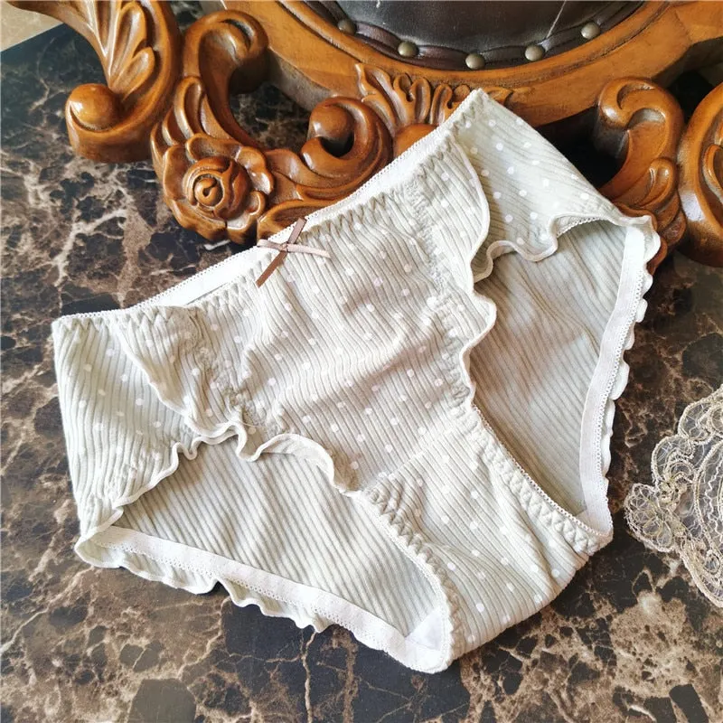 2021 Women's Cotton Underwear Sexy Lace Panties Fashion Bow  Briefs Low Waist Seamless Dot Underpants Female Lingerie Cute