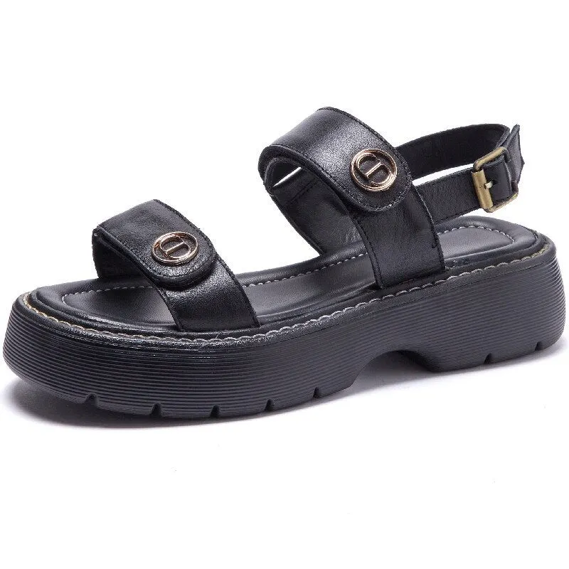 AIYUQI Sandals Women Rome 2021 New Thick-soled Genuine Leather Women Summer Sandals Open Toe Trendy Women Sandals