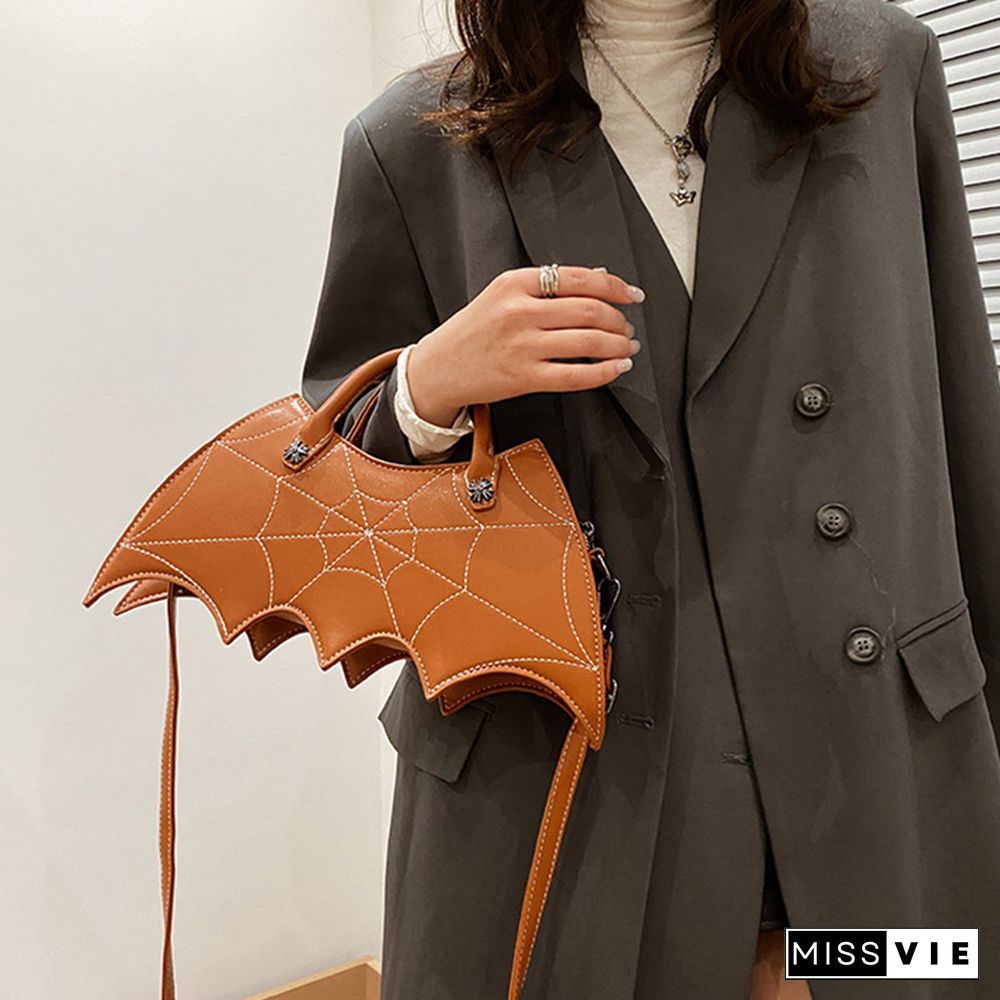 Spider Web Print Bat Irregular Crossbody Bag
