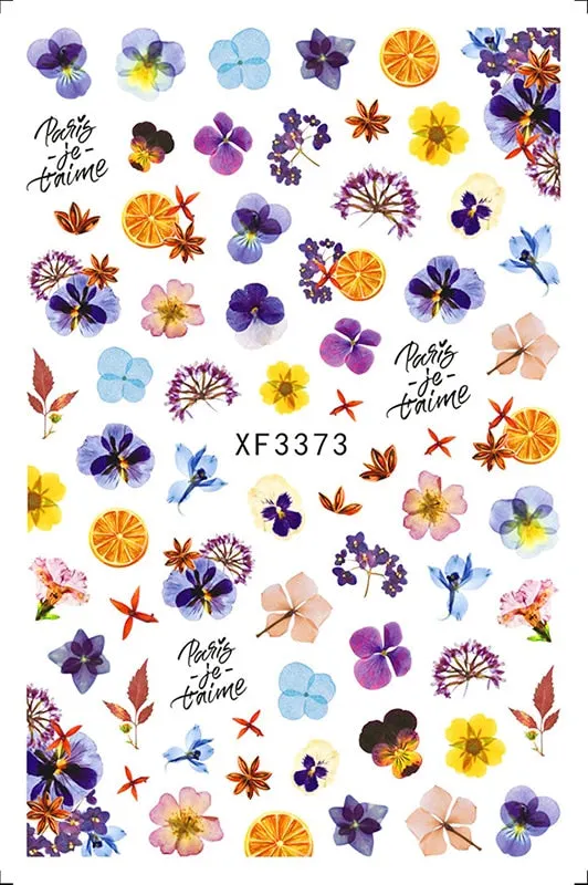 3D Nail Art Stickers Manicure Decoration Design Nail Art Decal Green Clover Leaf Nail Art Designer Decals Beautiful Flower