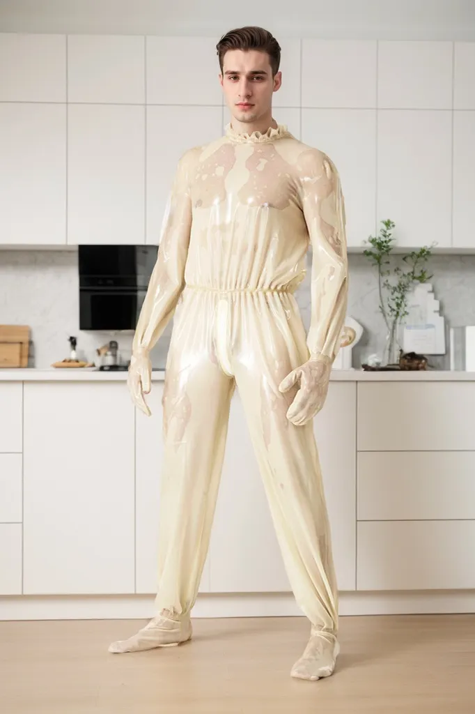 Men Latex Catsuits Translucent Play Suit 