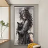 Black Cat Girl-11CT Stamped/14CT Counted Cross Stitch 50*100cm/19.69*39.37in(Big Size)