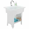 [US Local Warehouse] Freestanding Utility Sink Plastic Wash Basin w/ Washboard & Faucet Laundry Pool Laundry Tub Kit for Room Basement Garage
