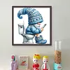 Goblin Goes To The Toilet-Full Embroidery 2 Strands 18CT Stamped Cross Stitch-25*25CM