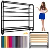 [US Local Warehouse] Fabric Roll Storage Rack with Wheel Large Textile Fabric Display Rack Floor-To-Ceiling Adjustable Hanging Rod Bracket Display Shelf Movable Organizer Holder for Curtain/Wallpaper/Tablecloth