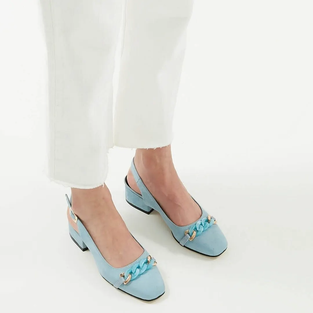 Mio Gusto Brand MONICA, Orange / Black / Blue/Powder, 3Cm Low Heel, fine Quality Women 's Shoes Pumps