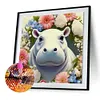 >SALE<5D DIY Full Round Drill Diamond Painting Hippopotamu Flowers Kit Decor 30x30cm