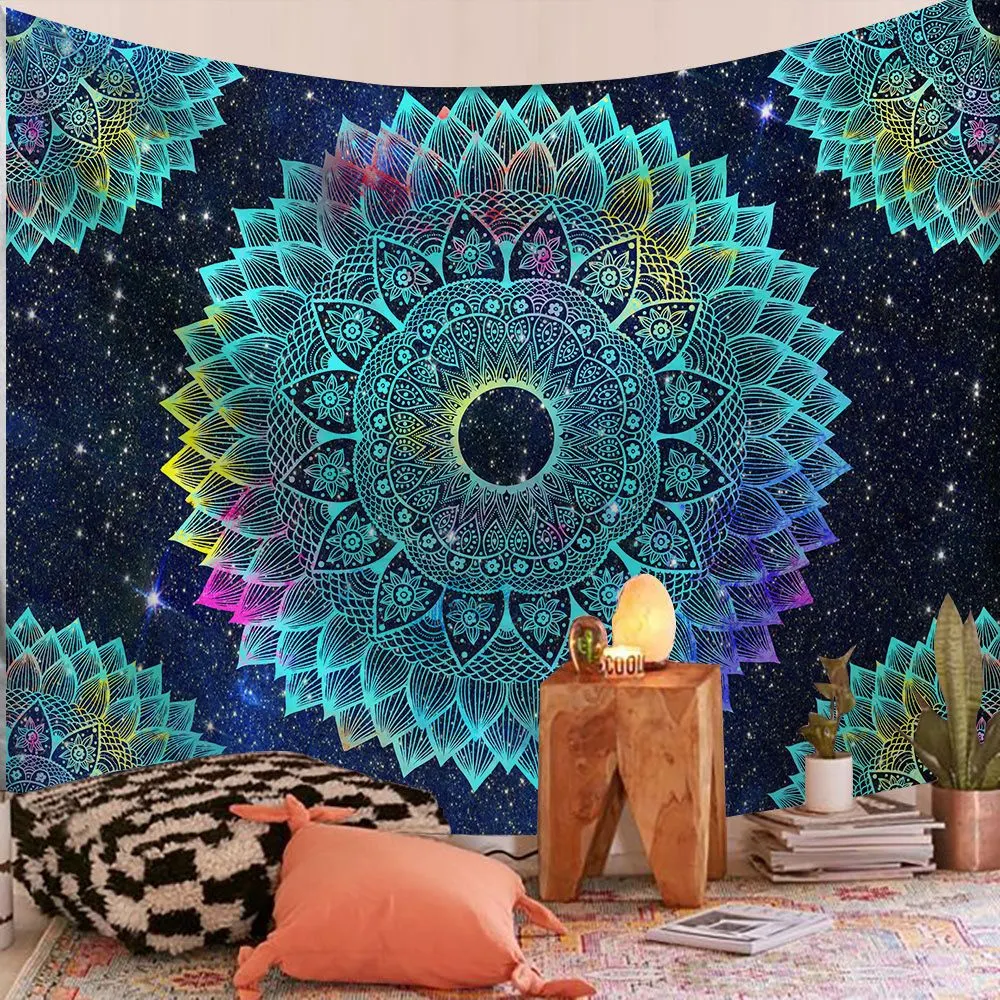 Polyester Mandala Print Tapestry Wall Hanging Carpet Throw Yoga Beach Mat Blanket Large 150*200cm Sleeping pad wall art Tapestry