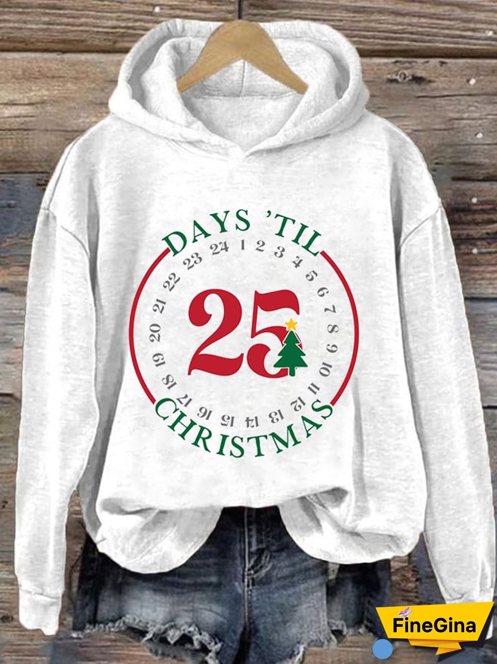 Women's Days Til Christmas Print Casual Long Sleeve Sweatshirt