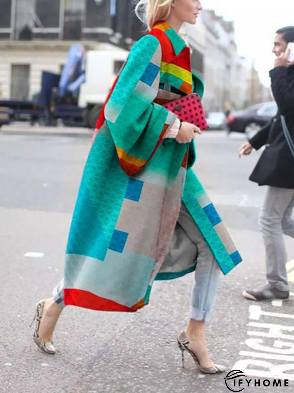 Long Sleeve Shift Abstract Overcoat | IFYHOME