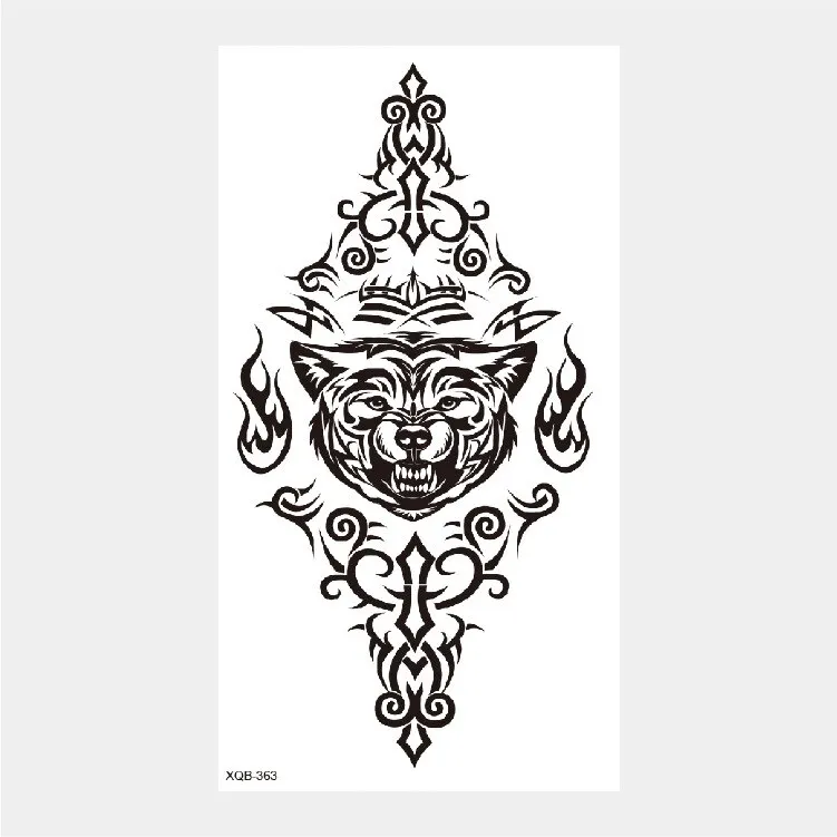 Sdrawing Temporary Tattoo Stickers Animal Tiger Lion Wolf Head Domineering Half Arm Big Picture Water Transfer Tatto Sticker