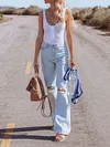 Hole Straight Leg Jean Pants Bottoms