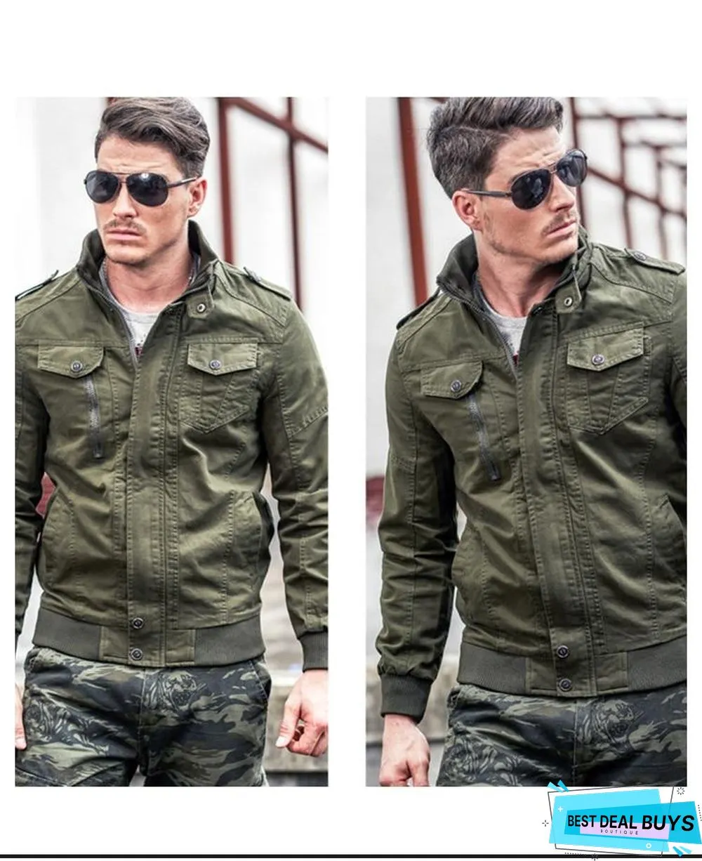 Men Denim Jacket Big Size Military Tactical Jeans Jacket Solid Casual Air Force Pilot Coat