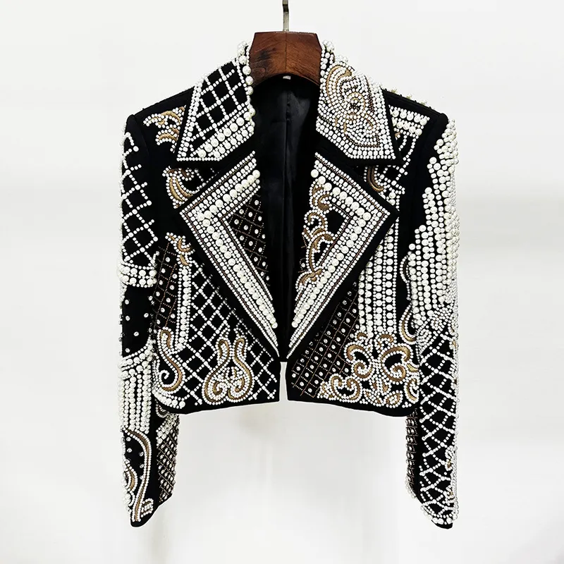 Nigikala Nigikala Early Spring New Star Fashion Luxury Heavy Industry Embroidery Nails Diamond Short Jacket Jacket