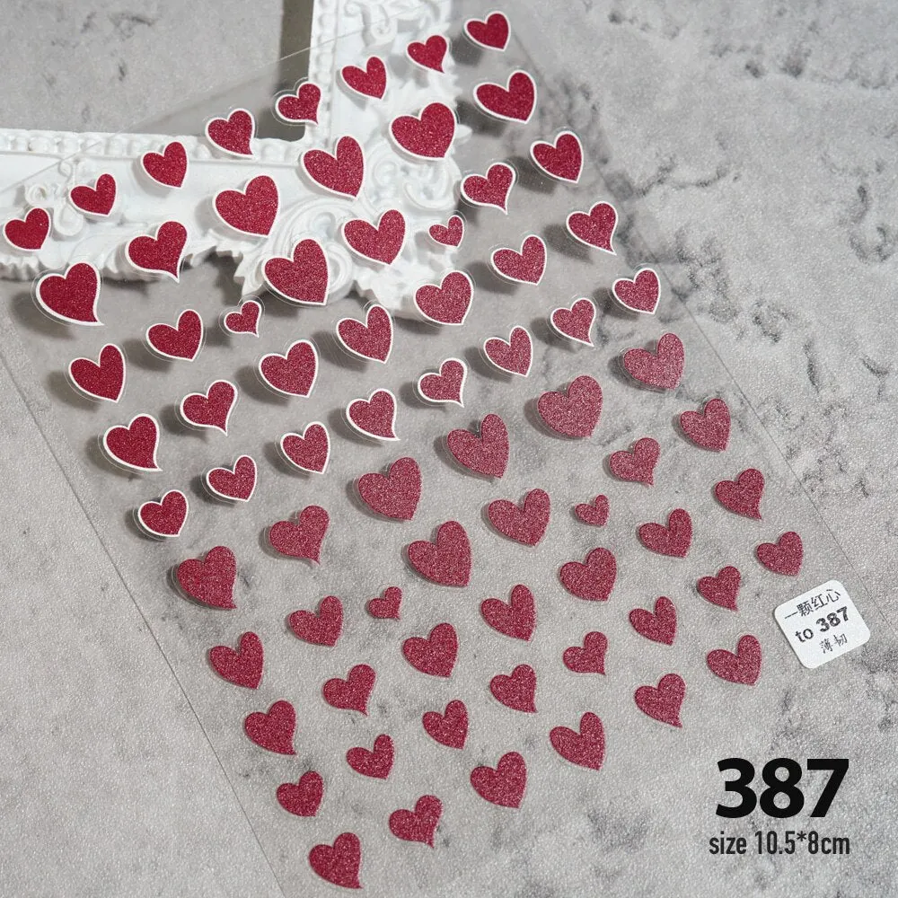 Heart & Star Bubble Cute Image Quality 3D Engraved Nail Stickers Nail Art Decorations Nail Decals Design