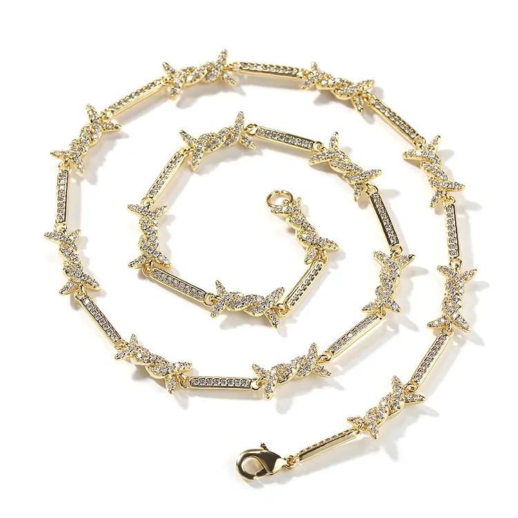 Iced Thistles And Thorns Tennis Chains Hip Hop Bling Bling Necklaces For Women And Men