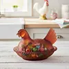 Vintage-Style Glass Hen on Nest Dish with Lid Tabletop Dessert Plate Snack Bowl