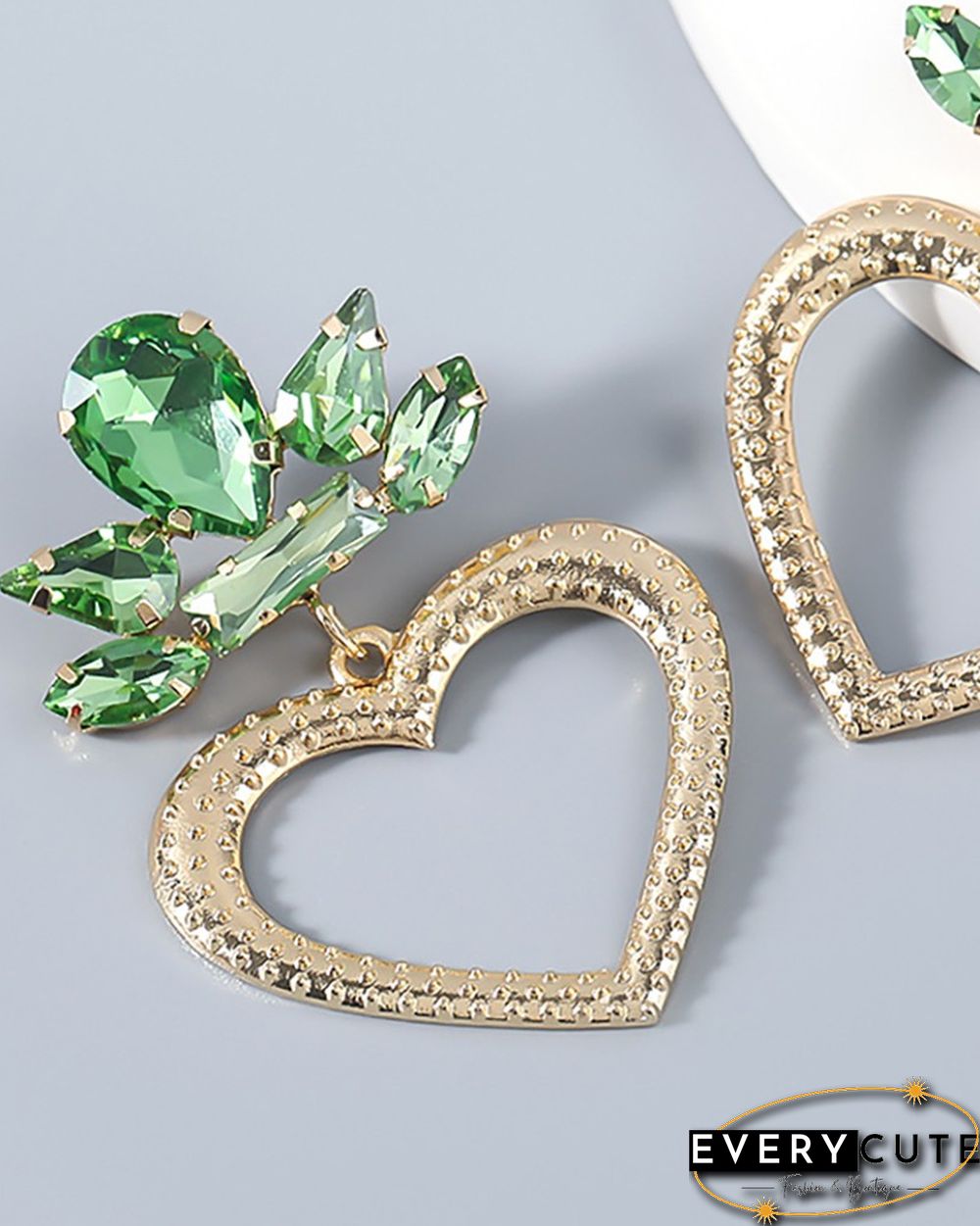 1Pair Waterdrop Rhinestone Heart Drop Earrings