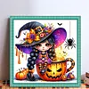 Pumpkin Witch-Partial 11CT Stamped Cross Stitch Bead Embroidery 36*36cm/14.17*14.17in
