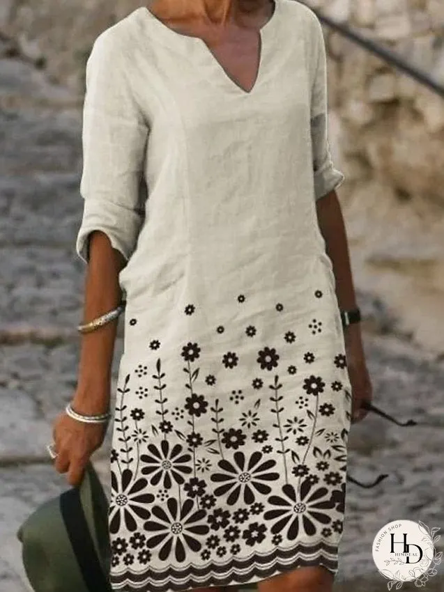 Casual Dress Ethnic Dress Shift Dress Midi Dress Leopard Black White Half Sleeve Floral Print Summer Spring V Neck Basic Daily Vacation Weekend S M L XL XXL 3XL for Women