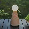 Bedroom Bedside Table Lamp Doll Lamp, Wireless Battery Powered Lamp USB-C Charging Port Bedside Lamp Wood Color Accent, Nightstand Entry Living Room Kids Home Office Small Lamp