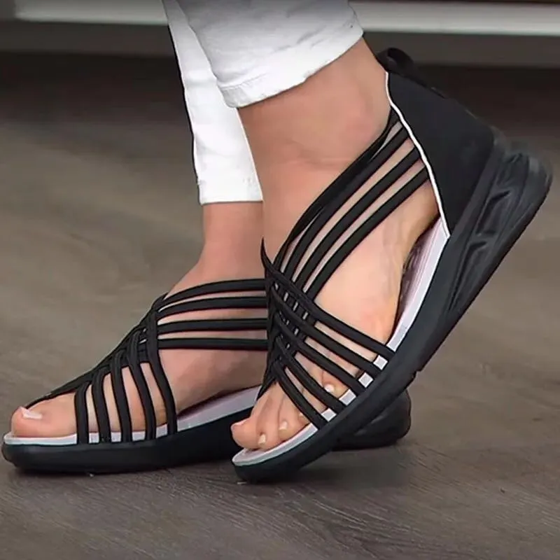 Sandalias Mujer 2021 Trendy Plus Size Wedges Sandals Women Hollow Breathable Braided Fish Sports Sandals Roman Women Sandales