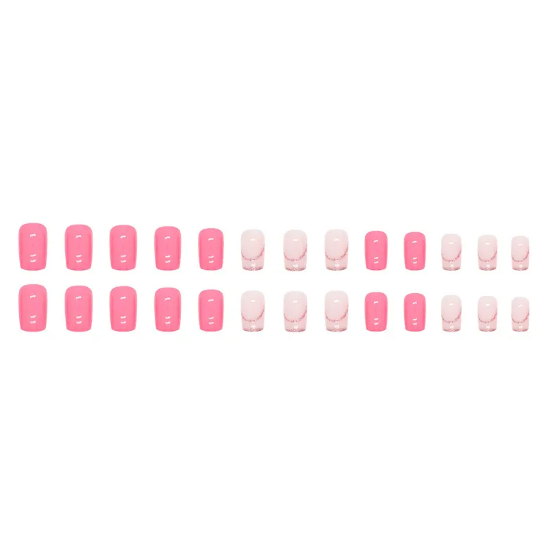 Churchf Churchf Long Barbie Pink Fake Nail Pure Color Beauty Nail Flash Powder French Simple Fashion Women's Special Nail