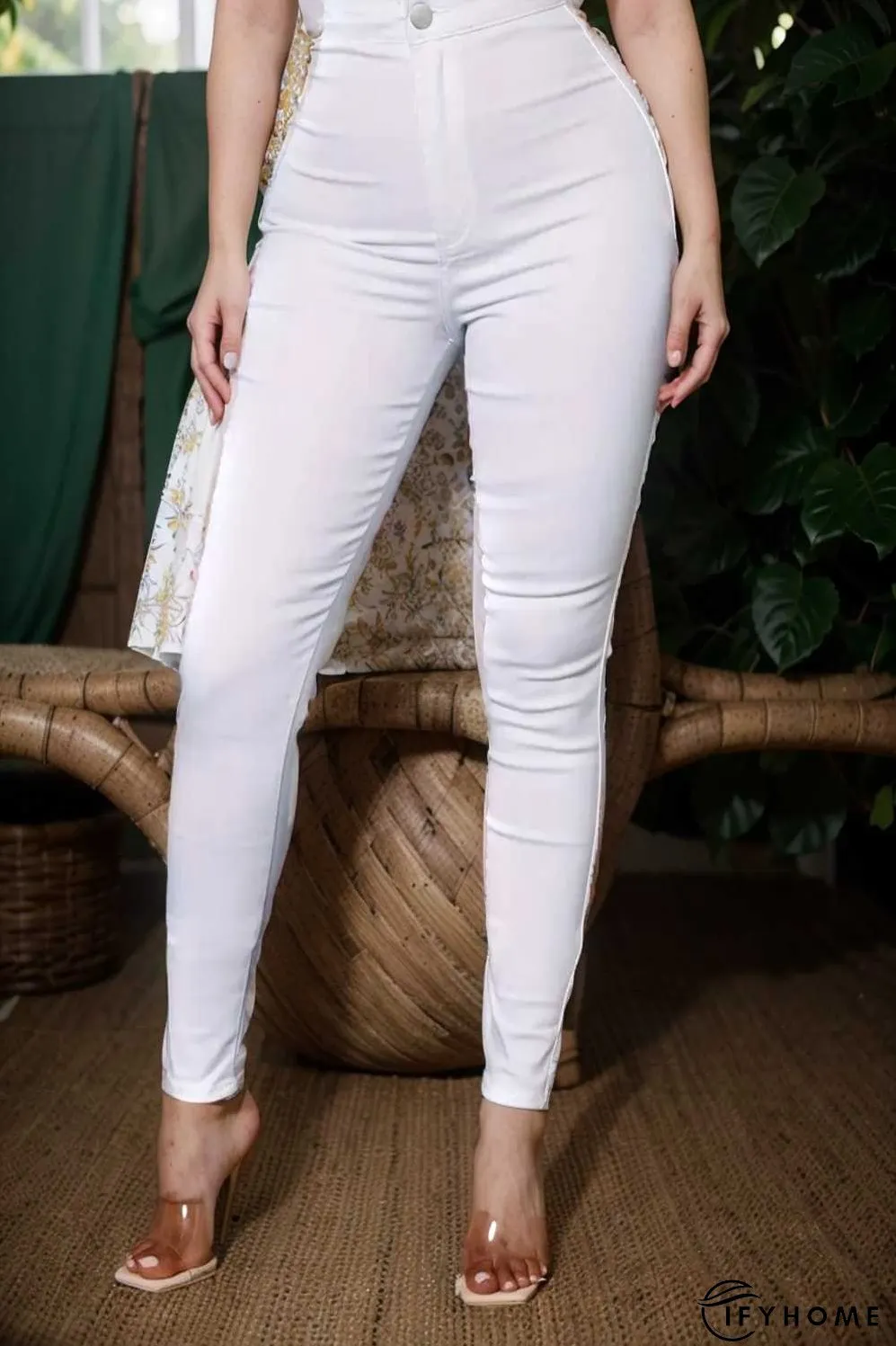 casual solid slim fit skinny pockets pants | IFYHOME