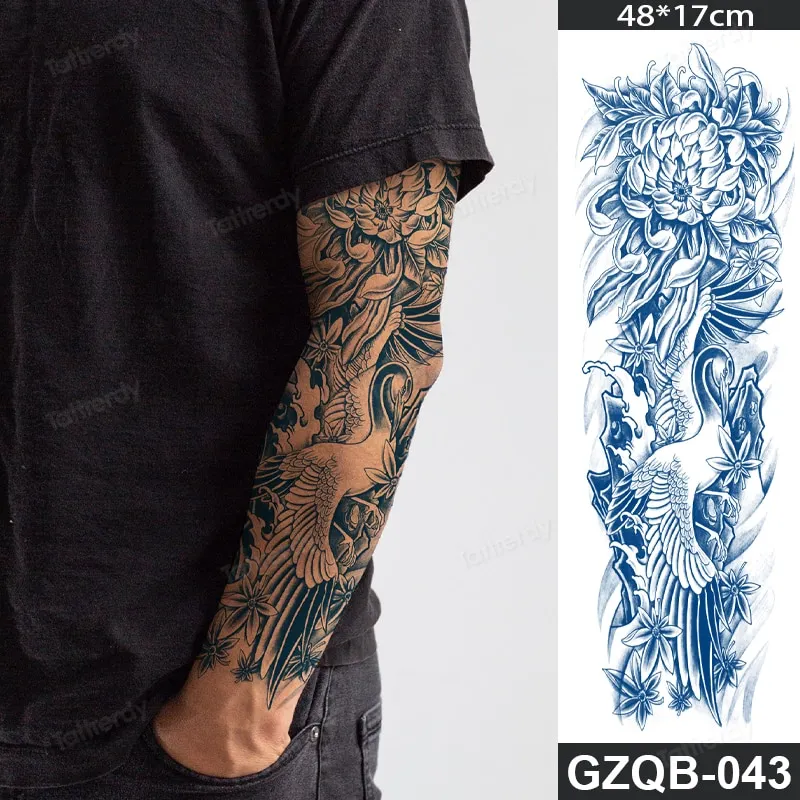 Sdrawing transfer tattoo fake large size full arm tattoo sleeve juice ink long lasting waterproof temporary tattoos men body art