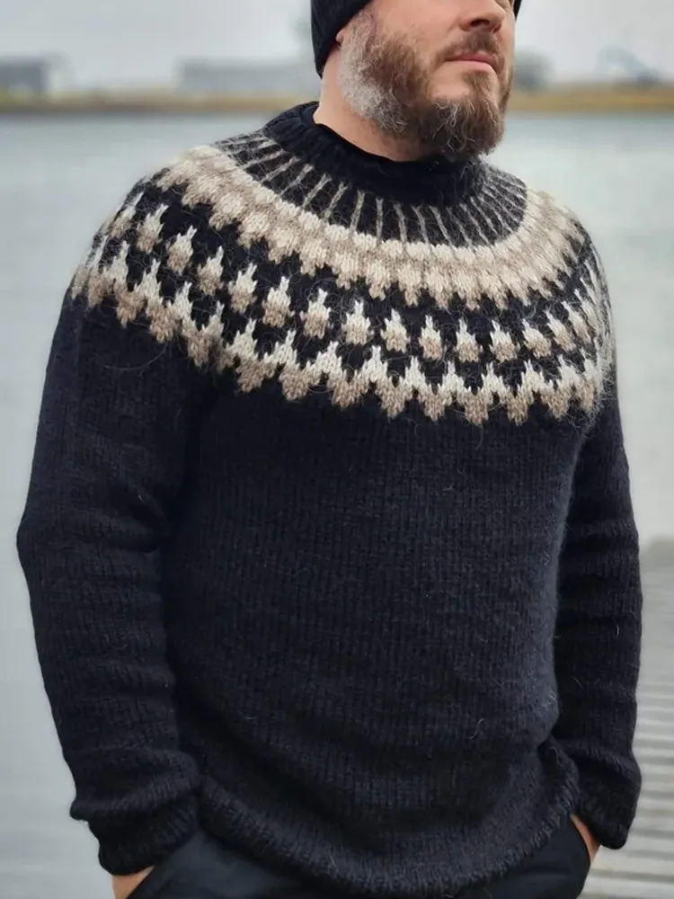 Retro Ethnic Style Fairman Island Knit Jacquard Sweater