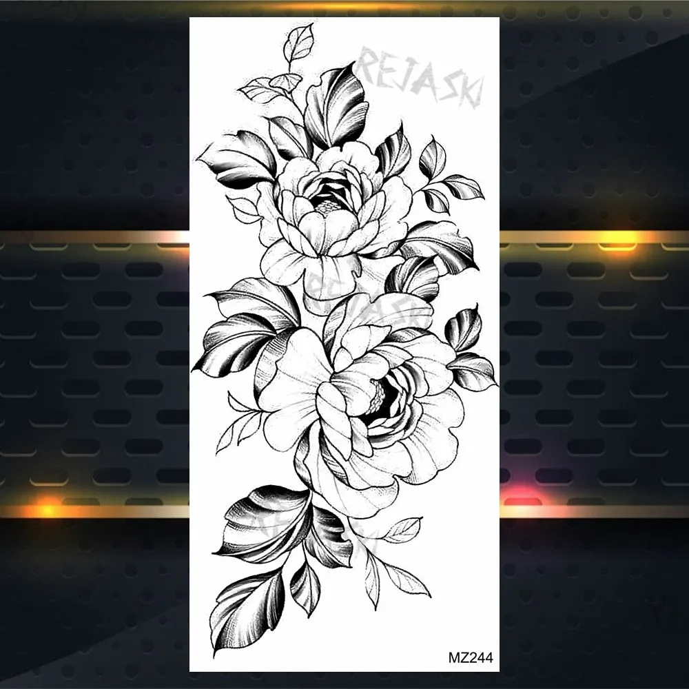 Sdrawing Rose Jewelry Water Transfer Tattoo Stickers Women Body Chest Art Temporary Tattoo Girl Waist Bracelet Flash Tatoos Flower
