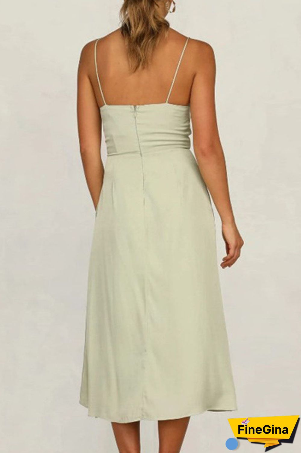 Fashion Casual Solid Hollowed Out Spaghetti Strap Princess Dresses