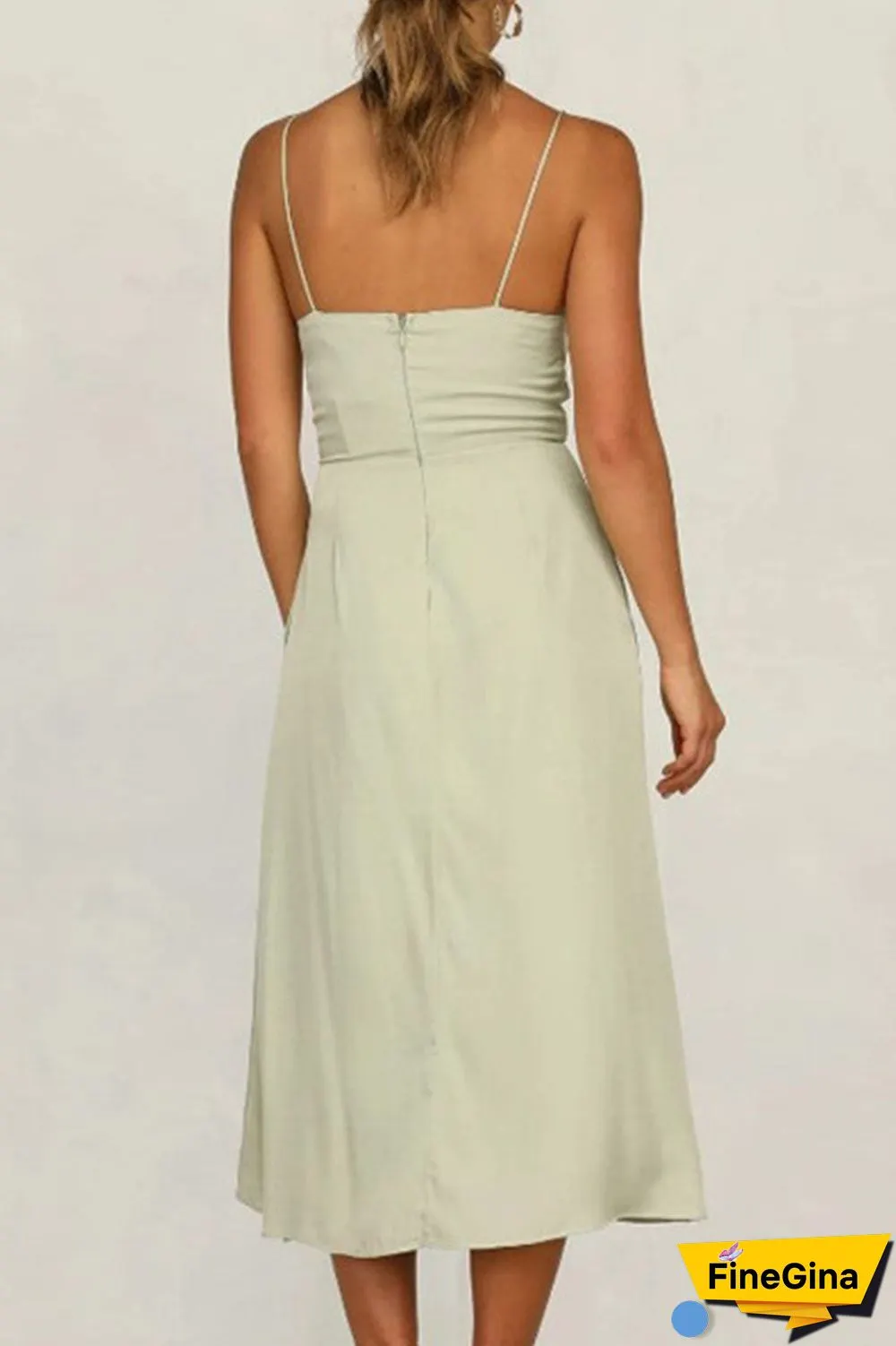 Fashion Casual Solid Hollowed Out Spaghetti Strap Princess Dresses