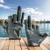 Fishing Gloves for Men 3 Fingers Cut Gloves Angling Cycling Sports Gloves(Black)