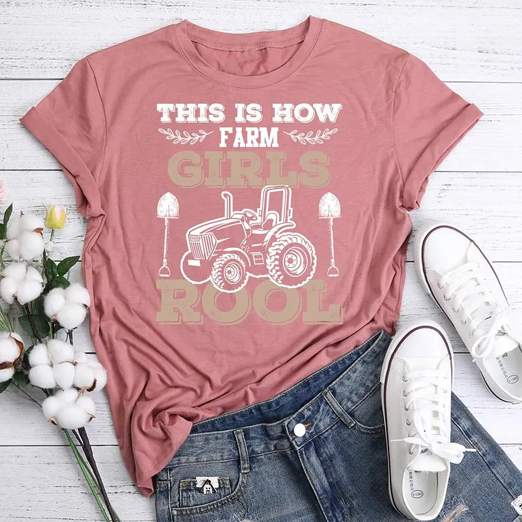 ANB - Funny This Is How Farm Girls Rool Tractor Woman Farmer  Retro Tee-05454