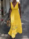 Crochet Plunging Empire Maxi Dress